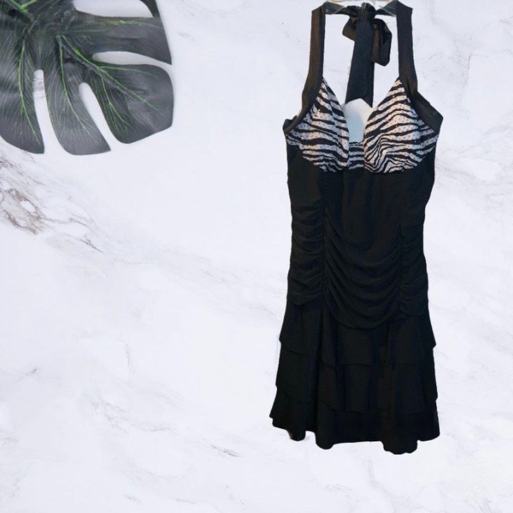 Deb Black and White Mini Bodycon Cocktail Dress Size XL